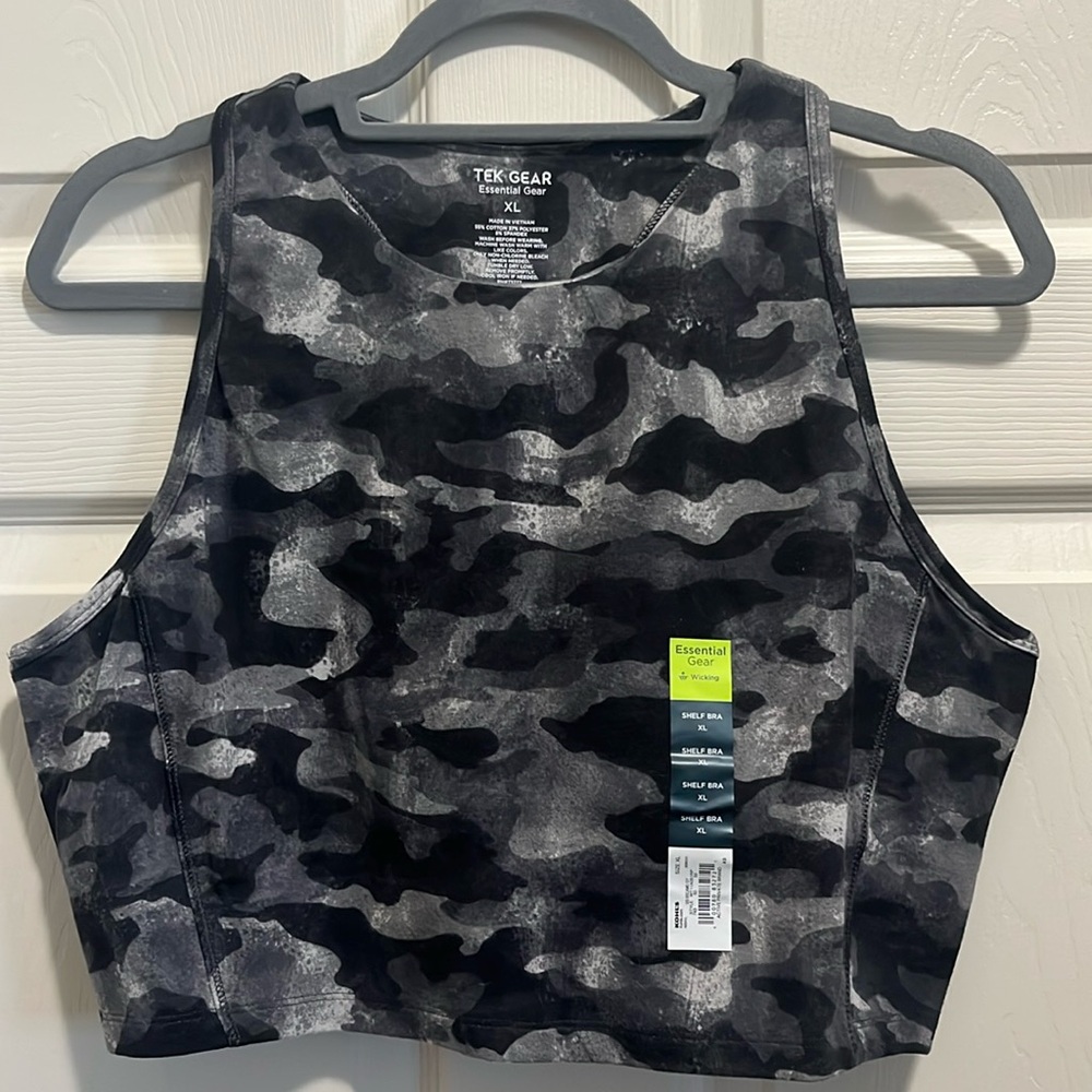 Tek Gear Black/Gray Camo Sports Bra